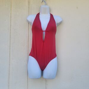 JETS Jessika Allen  Illuminate Plunge Red One-Piece Swimsuit Size US 8